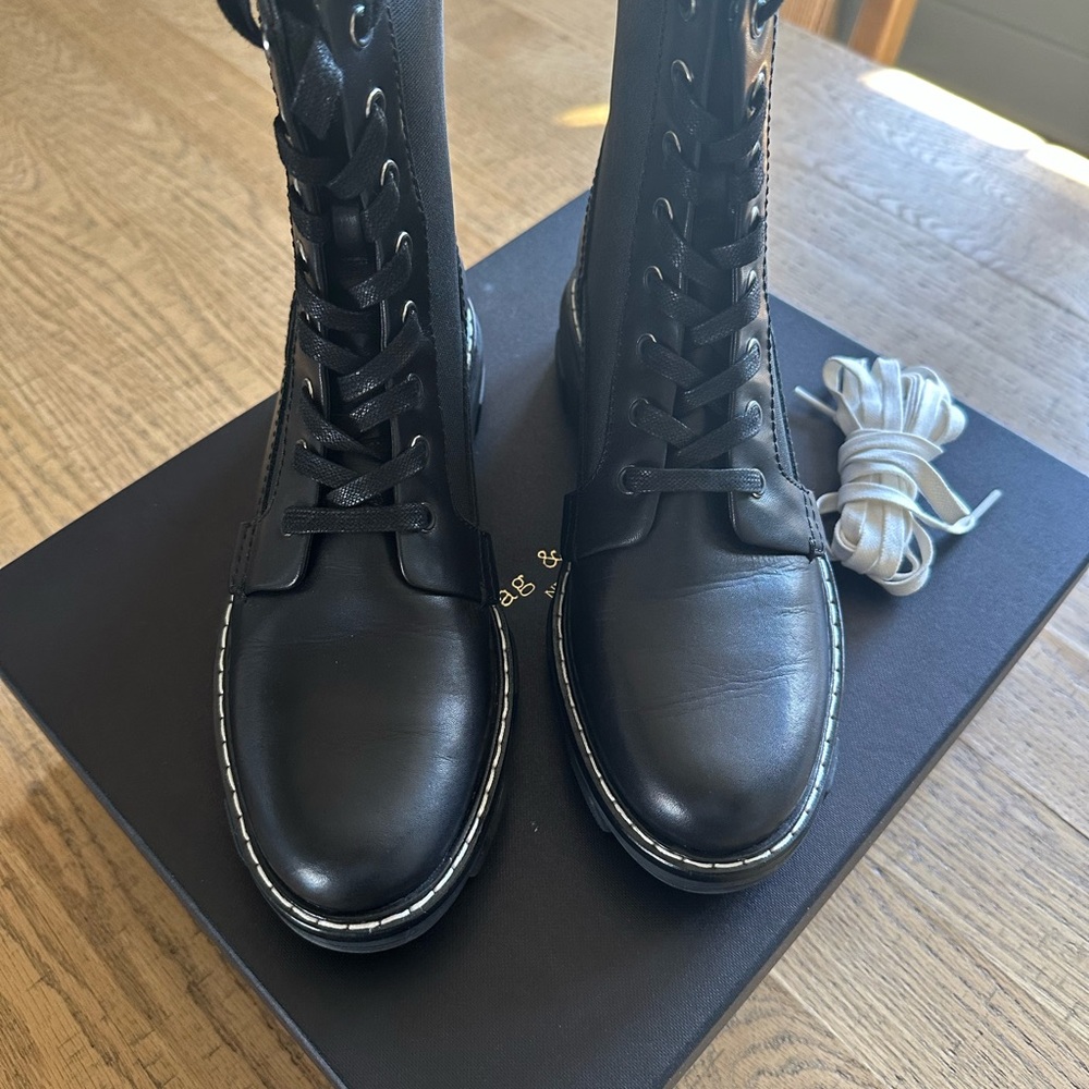 BRAND NEW IN BOX Rag & Bone Black and White Combat Boots | Size 9.5 - Picture 9 of 12